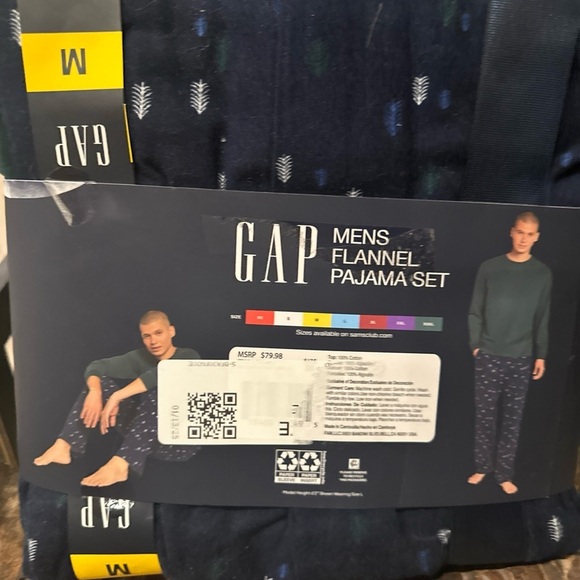 Gap Men's Flannel Cozy Crewneck Long Sleeve 2Pc Pajama Set, Sz M - Picture 2 of 3